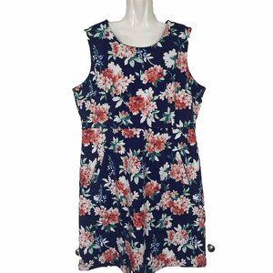 LANDS' END Floral Sleeveless Ponte Knit Sheath Dress Size 18